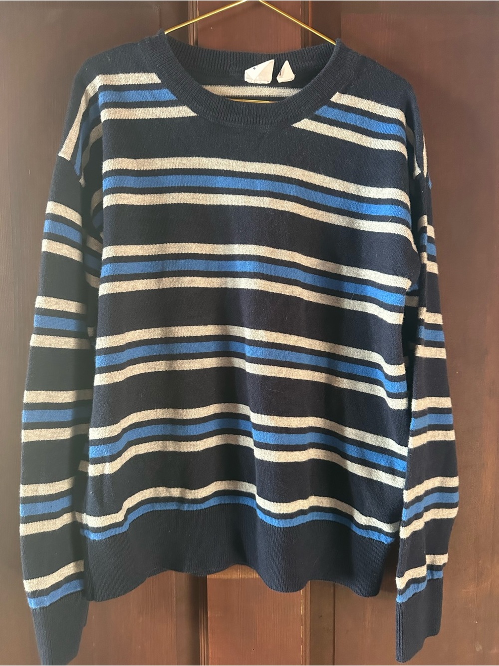 GAP Navy Striped Crewneck Sweater with Blue & Cream Bands